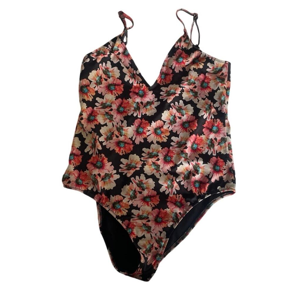 Pink Floral Backless Swimsuit